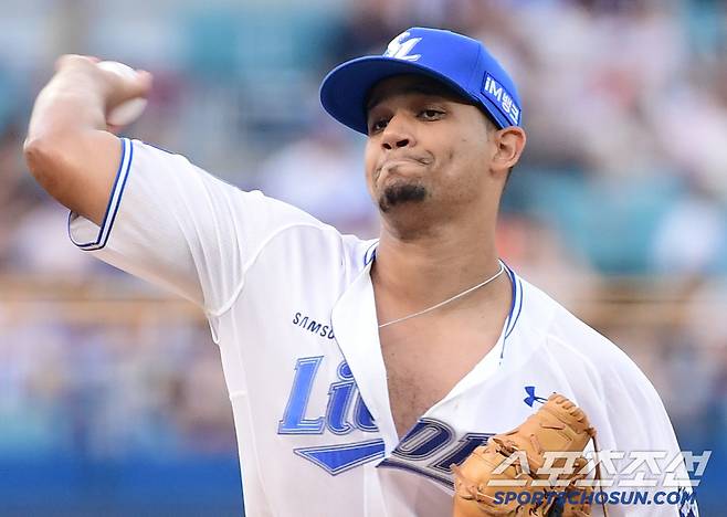 26일 대구 삼성라이온즈파크에서 열린 삼성과 한화의 경기. 선발 투구하고 있는 삼성 가라비토. 대구=송정헌 기자songs@sportschosun.com/2025.06.26/