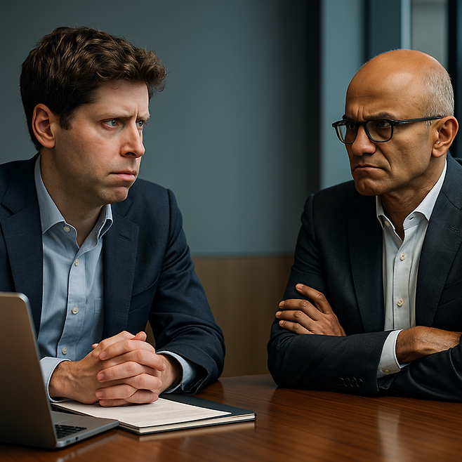 마이크로소프트-오픈AI , ‘AGI 조항’ 충돌로 파국 위기 [그림=챗GPT]