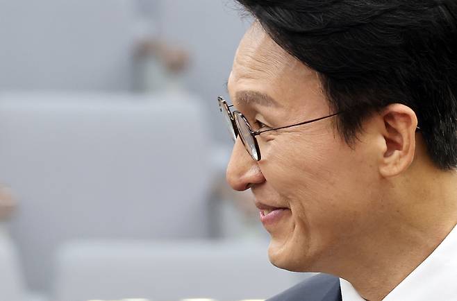 김민석 국무총리 후보자가 지난 25일 서울 국회에서 이틀째 열린 인사청문회에 출석하고 있다. [사진 출처 = 연합뉴스]