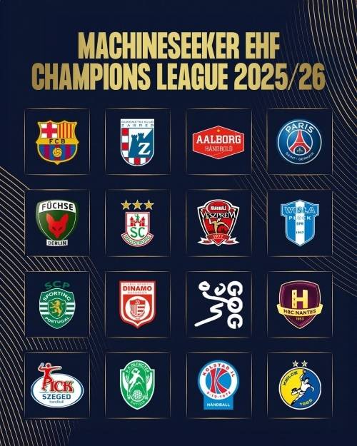 사진 2025/26시즌 EHF 챔피언스리그 참가 16팀, 사진 출처=유럽핸드볼연맹