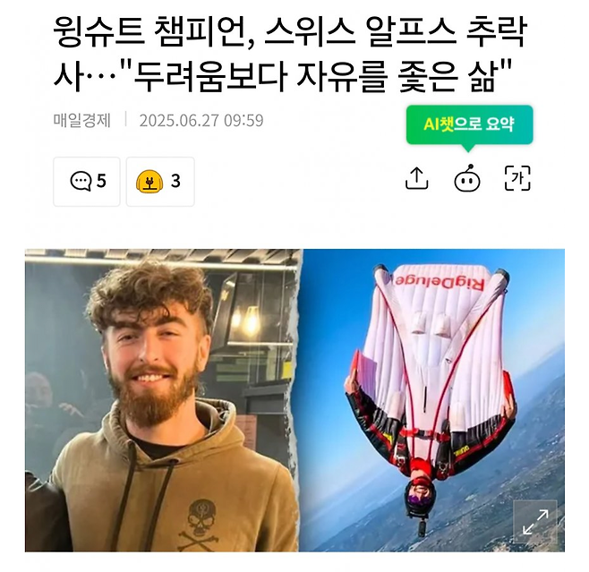 image.png 윙슈트 챔피언, 스위스 알프스에서 추락사
