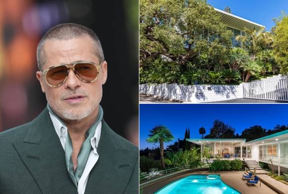 브래드 피트(왼쪽)와 그의 로스앤젤레스(LA) 자택. 출처=AP 연합뉴스·모던리빙LA