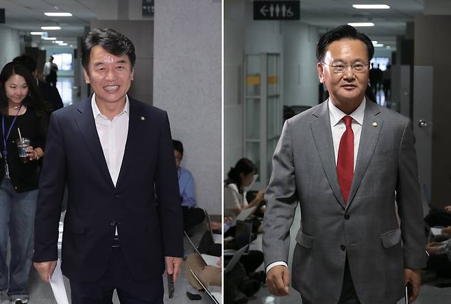 문진석 더불어민주당 원내수석부대표(왼쪽 사진)와, 유상범 국민의힘 원내수석부대표 ⓒ뉴시스