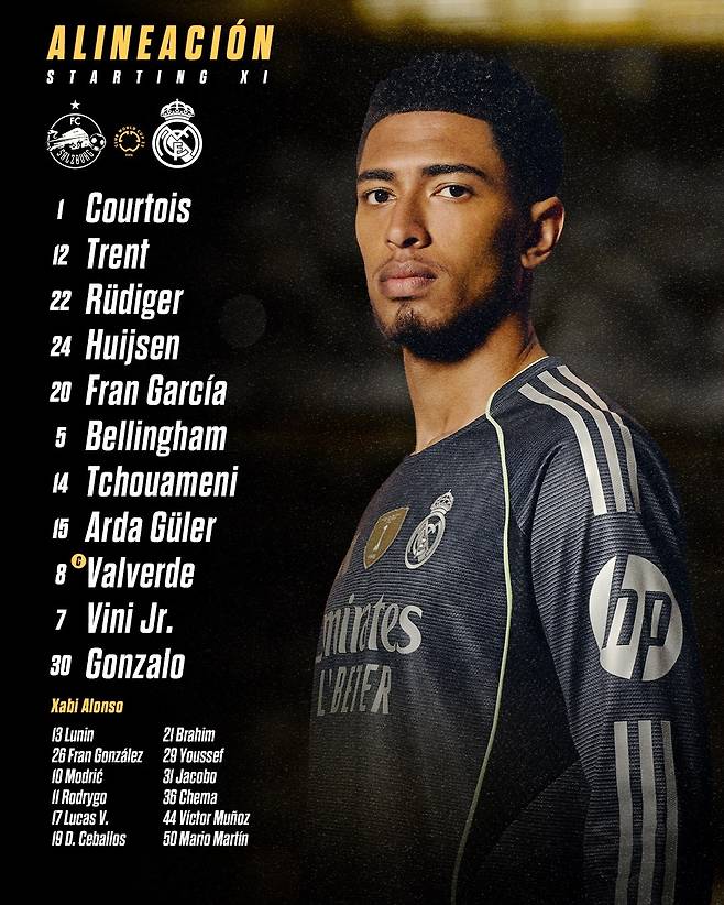 레알 선발 라인업. 출처 | 레알 마드리드