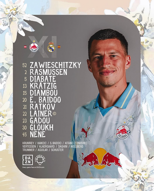 잘츠부르크 선발 라인업. 출처 | 잘츠부르크