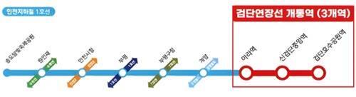 인천 도시철도 1호선 주요 역사 + 검단연장선 노선도 [국토교통부 대도시권광역교통위원회(대광위) 제공. 재판매 및 DB 금지]