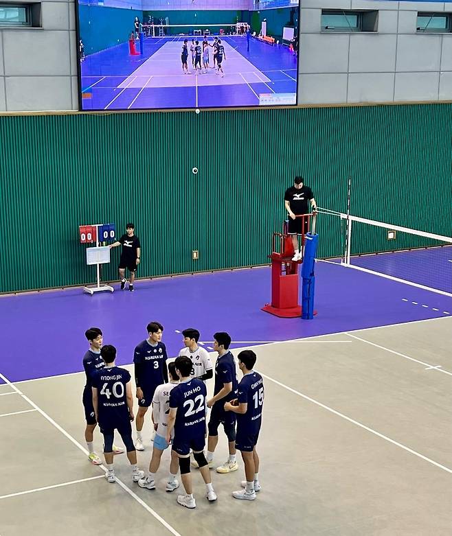 연습경기에 나선 대한항공 선수들 [대한항공 배구단 제공. 재판매 및 DB 금지]