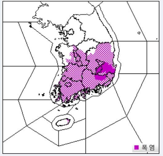 ⓒ기상청: 오늘 날씨- 폭염특보 현황