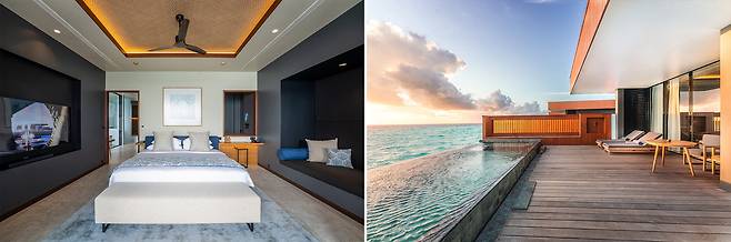 선셋 오션 풀빌라 내부와 전용 수영장. 사진제공|팜투어