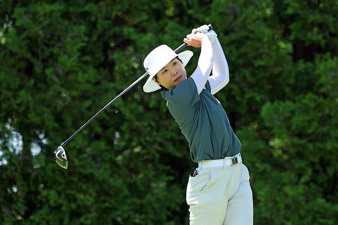 이소미가 29일 미국 미시건주 미들랜드 컨트리클럽에서 열린 LPGA 투어 다우 챔피언십 3라운드에서 6번홀 티샷을 하고 있다./AFP 연합뉴스