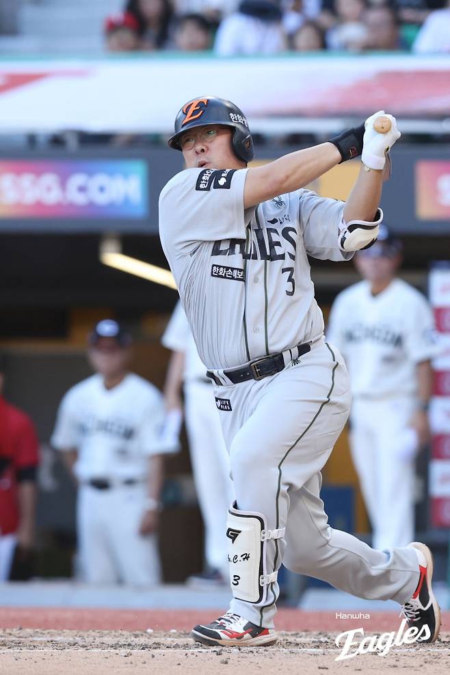 29일 인천 SSG전에 대타로 출전한 안치홍. 결과는 허무한 3구 삼진. 한화 제공