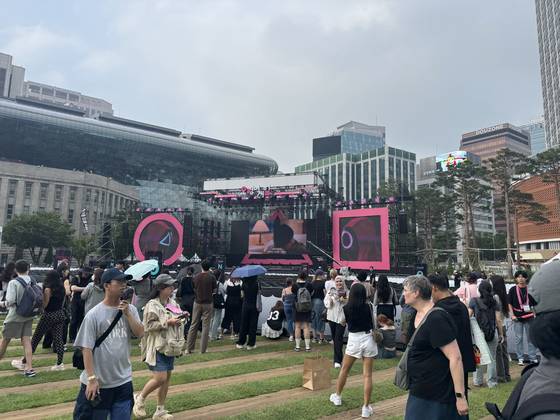 The stage where the fan event for Netflix's ″Squid Game″ (2021-) which was held on June 28 at Seoul Plaza. [KIM JI-YE]