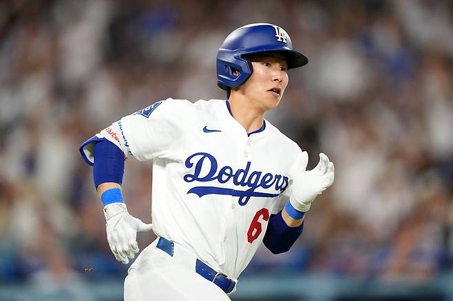 LA 다저스 김혜성이 올해 미국 메이저리그 정규시즌 경기에 출전해 주루하고 있다. REUTERS 연합뉴스