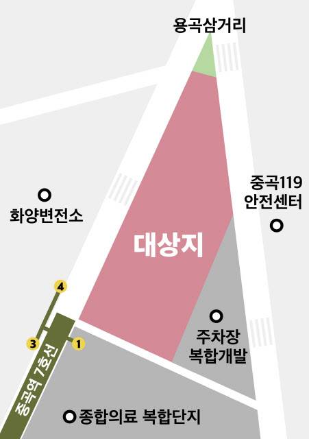 중곡역 인근 도심 공공주택 복합지구 위치도.(사진=광진구)