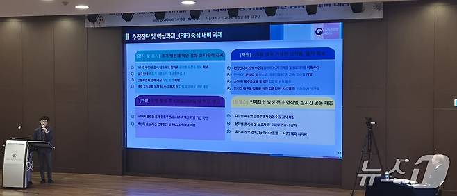 여상구 질병관리청 감염병위기관리국 신종감염병대응과장이 30일 서울대의대 행정관 대강당에서 열린 제8회 서울대의료 포럼에서 팬데믹 대비·대응 현황을 발표하고 있다. 2025.6.30/뉴스1