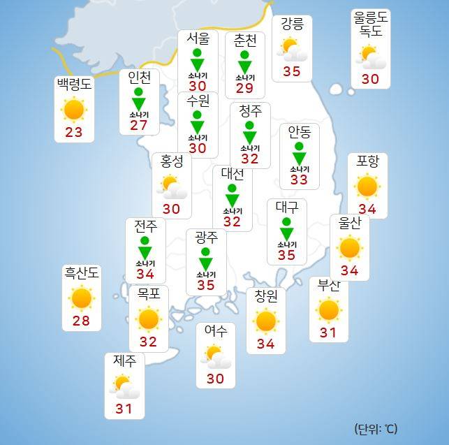 ⓒ기상청: 내일(7월 1일) 오후 날씨