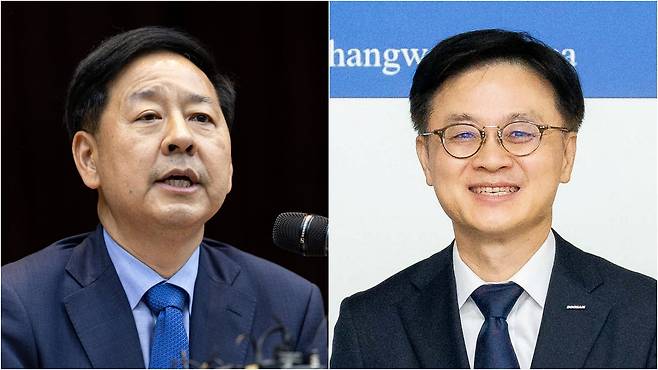 부총리 겸 기획재정부 장관 후보자 구윤철 서울대 특임교수(왼쪽), 산업통상자원부 장관 후보자 김정관 두산에너빌리티 사장