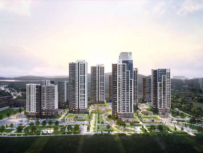 [서울=뉴시스] 한국토지주택공사(LH)가 하남교산 A2블록에 공급하는 '교산 푸르지오 더 퍼스트' 공공분양주택 석경 투시도. 2025.06.30. (자료=LH 제공) photo@newsis.com  *재판매 및 DB 금지