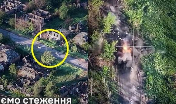 러시아군이 오토바이 부대를 앞세워 우크라이나군 진지를 공격하고 있다. 영상 캡처