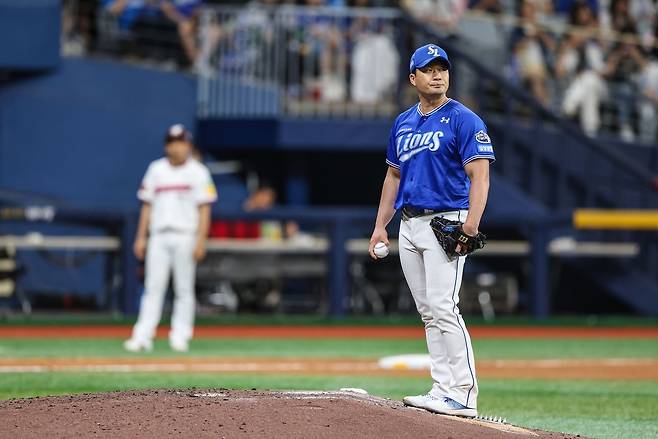 삼성 오승환이 29일 고척 키움전 투구를 준비하고 있다. 삼성 라이온즈 제공