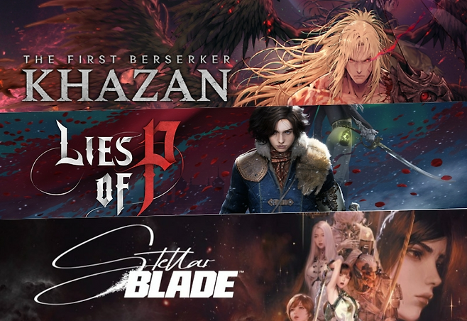 위쪽부터 '퍼스트 버서커: 카잔', 'p의 거짓: 서곡', '스텔라 블레이드'(제공=넥슨, 네오위즈, 시프트업).