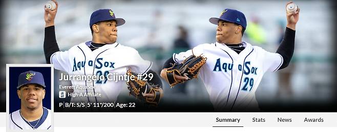 시애틀 산하 싱글A+ 스위치 투수 주란젤로 세인제. 사진=MiLB.com 캡처