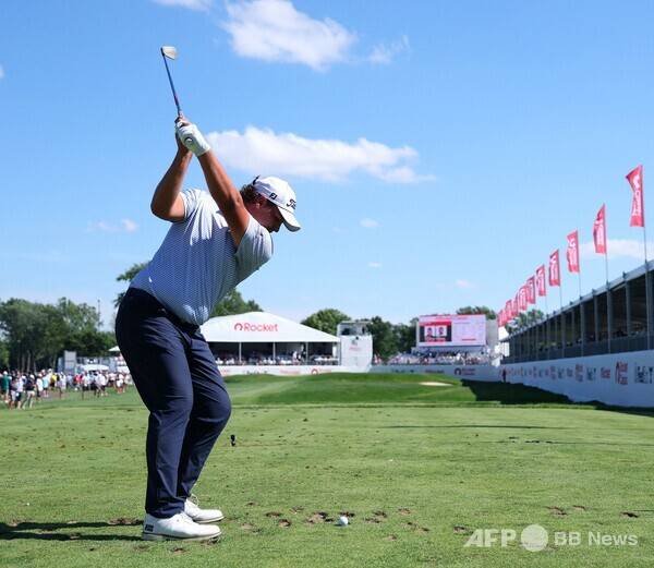 2025년 미국프로골프(PGA) 투어 로켓 클래식 우승을 차지한 남아프리카공화국 출신의 루키 올드리치 포트지터가 골프스윙을 하는 모습이다. 현재 PGA 투어 평균 드라이브 거리 부문 1위를 달리는 장타자이기도 하다. 사진제공=ⓒAFPBBNews = News1