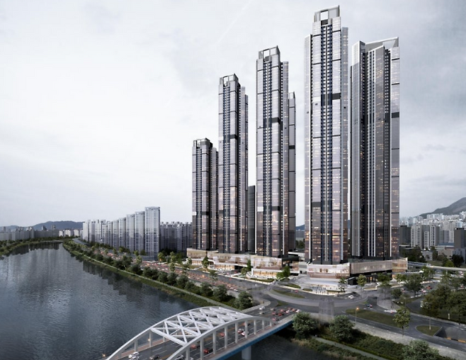 르엘 리버파크 센텀 정면투시도. 롯데건설 제공