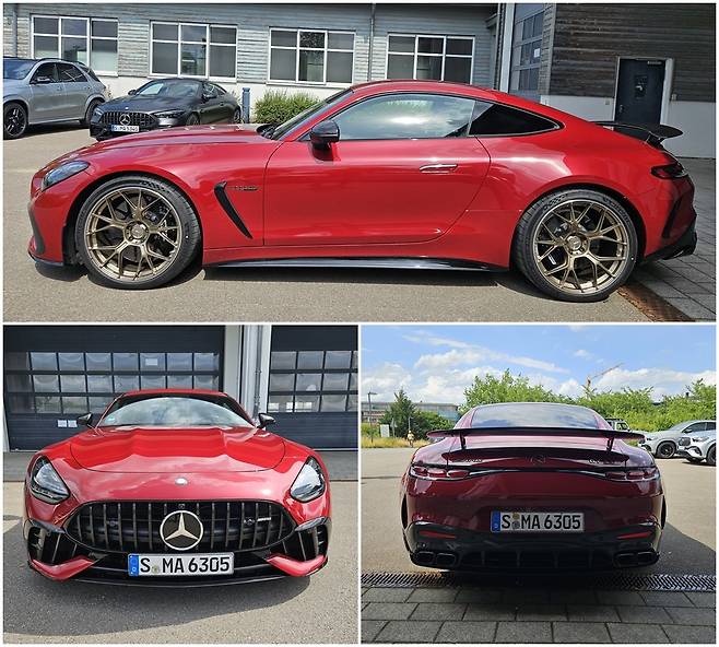 AMG GT 63 프로 4MATIC+ 측면(위쪽부터 시계방향), 후면, 전면 디자인. 독일 아팔터바흐=서재근 기자