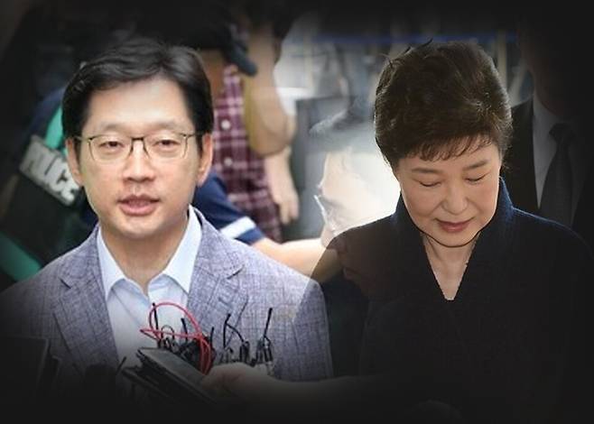 (왼쪽) 드루킹 댓글조작 의혹으로 기소 돼 유죄 판단을 받은 김경수 전 경남도지사 (오른쪽) 국정농단 의혹으로 법적 처벌을 받은 박근혜 전 대통령 ⓒ시사저널 양선영 디자이너·연합뉴스