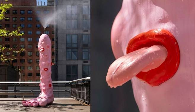 맨해튼의 '하이라인(High Line) 공원'에 남성 성기를 떠올리게 하는 모양의 분수 조형물이 설치됐다. highlinenyc 인스타그램