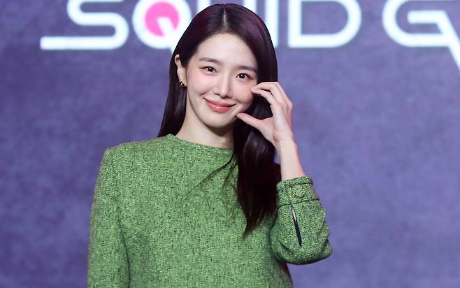 배우 박규영이 지난달 9일 오전 서울 용산구 드래곤시티에서 열린 넷플릭스 시리즈 오징어게임 시즌3(감독 황동혁) 제작발표회에서 포즈를 취하고 있다. /뉴시스