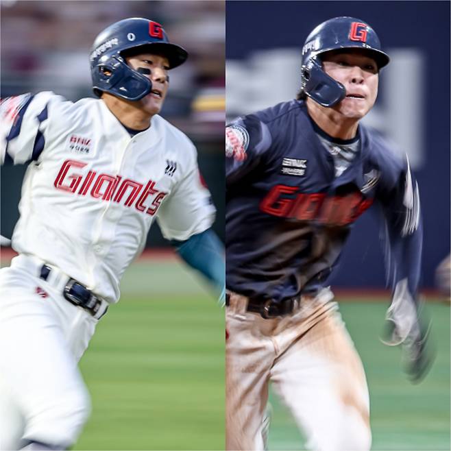 장두성(왼쪽)과 김동혁. 롯데 육상부가 처음으로 테이블세터를 이뤄 성장 가능성을 보여줬다. 롯데 자이언츠