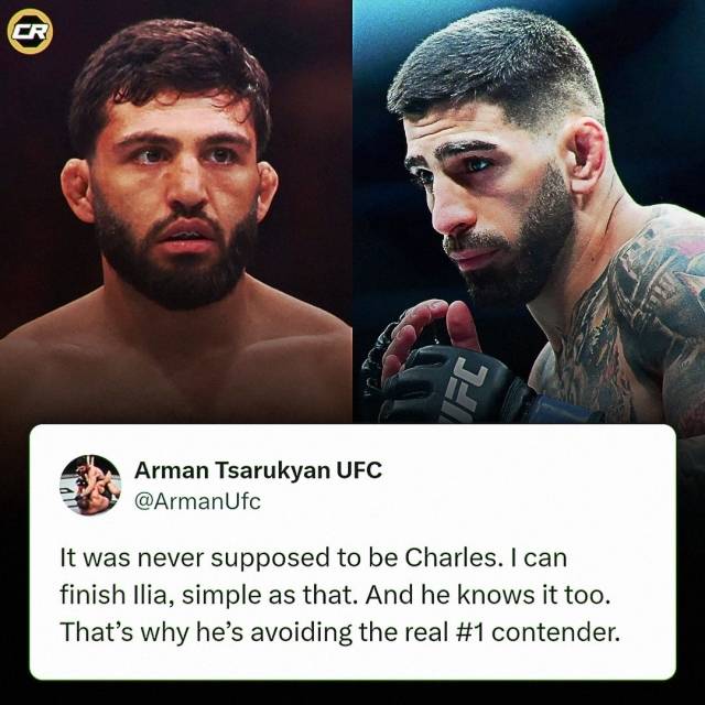 일리야 토푸리아가 찰스 올리베이라를 꺾고 UFC 역대 10번째 두 체급 챔피언, 새로운 라이트급 챔피언이 된 후 그를 노리는 사냥꾼들이 점점 모습을 드러내고 있다. 그중 하나는 아르만 사루키안이다. 사진=챔피언십 라운드 SNS