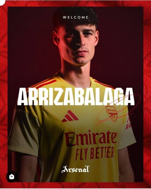 케파 아리사발라가 오피셜. /사진=아스널 SNS