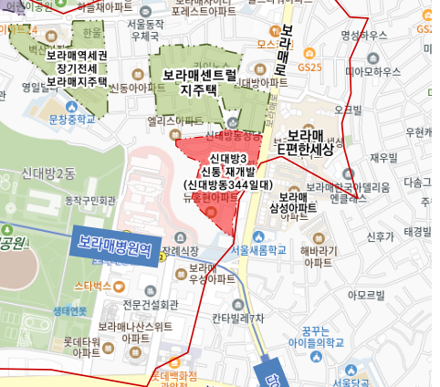 신대방동 344-132일대(신대방3) 위치도. 동작구 제공.