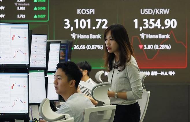 3일 서울 중구 하나은행 딜링룸 현황판에 코스피 지수 등이 표시돼 있다. ⓒ뉴시스