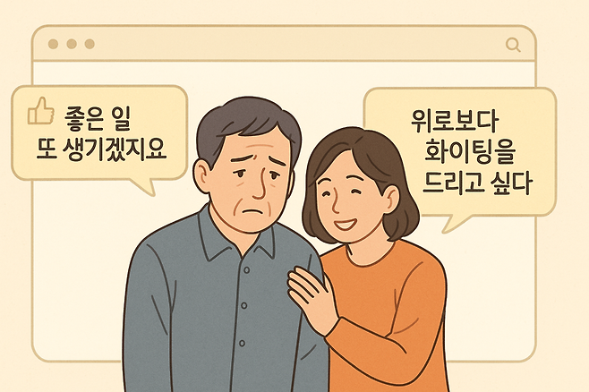 실직으로 힘들어하는 남편에게 응원 메시지를 남겨 달라는 아내의 온라인 사연을 AI로 구성한 이미지. /사진=챗GPT