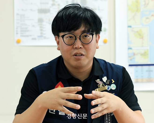 김영훈 한전KPS 비정규직지회 지회장이 26일 서울 용산구 철도회관에서 경향신문과 인터뷰를 하고 있다. 2025.06.26 서성일 선임기자