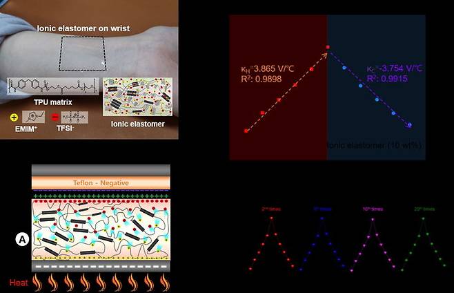 고분자-이온성 액체 기반, 고출력 및 온도 고민감성 마찰대전 나노발전기. (사진=동국대 제공) *재판매 및 DB 금지