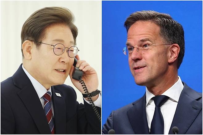 이재명 대통령(왼쪽)-마르크 뤼터 나토 사무총장 [로이터=연합뉴스·연합뉴스 자료사진. 재판매 및 DB 금지]