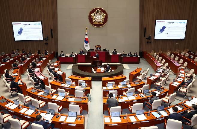 1일 오전 서울 여의도 국회에서 열린 제426회국회(임시회) 예산결산특별위원회 제2차 전체회의가 열리고 있다./뉴스1