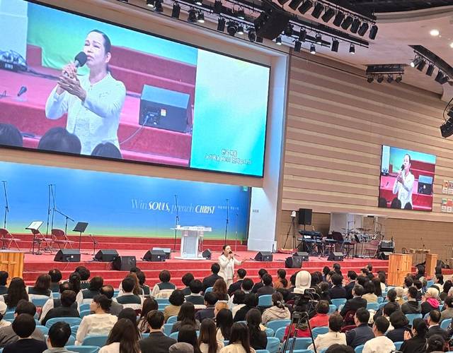 구 집사가 경기도 의정부 광명교회에서 새생명 전도축제 집회를 인도하고 있다. 구 집사 제공