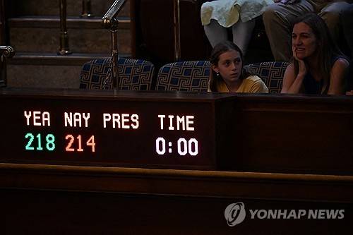 미 하원의 '트럼프 감세법안' 최종 표결 결과 [워싱턴 AFP=연합뉴스. 재판매 및 DB 금지]