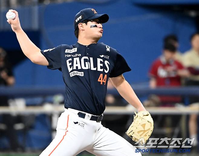 4일 고척스카이돔에서 열린 한화와 키움의 경기, 한화김서현이 역투하고 있다. 고척=허상욱 기자wook@sportschosun.com/2025.07.04/