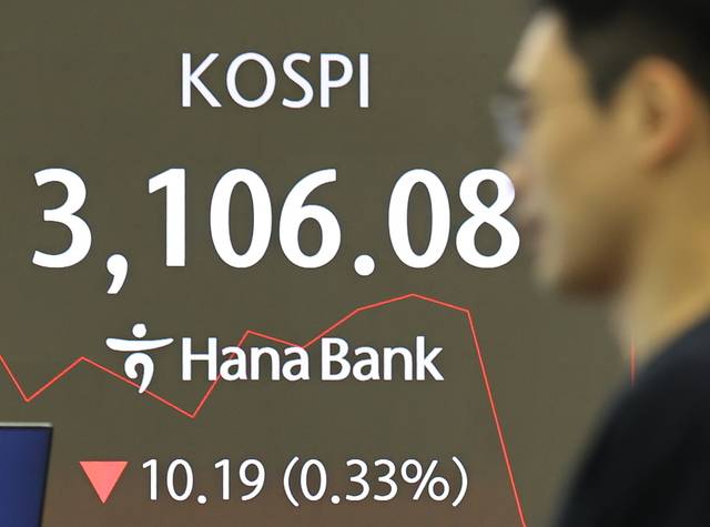 코스피 지수가 지난 4일 오전 3106.08에 거래되고 있다. [연합뉴스]