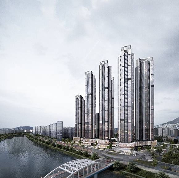 르엘 리버파크 센텀 전면 투시도. [사진=롯데건설]