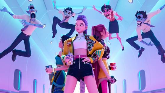 노래와 춤으로 악귀 잡는 아이돌 ‘헌트릭스’. [사진 넷플릭스]