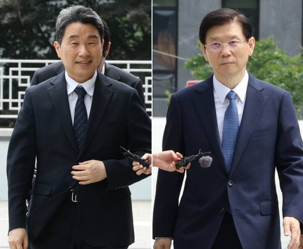 이주호 부총리 겸 교육부 장관(왼쪽)과 박종준 전 대통령경호처장이 지난 4일 내란특검 조사를 받기 위해 특검 조사실이 마련된 서울고검으로 향하고 있다. 연합뉴스