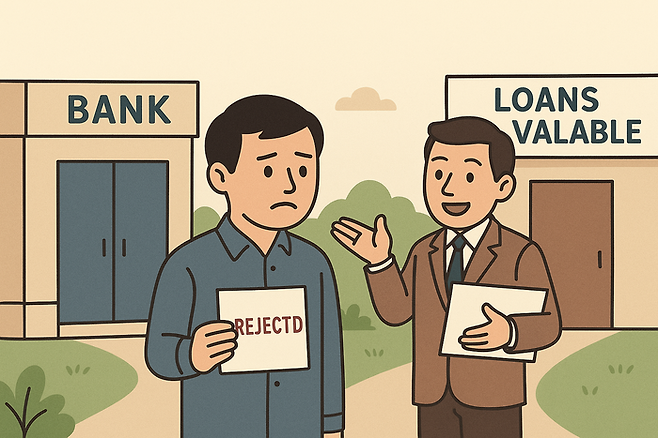 대부업에서 밀려나는 중저신용자의 모습을 AI가 그린 이미지 [사진 = 챗GPT]